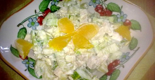 Салат из курицы и апельсина