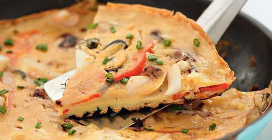Корейская «пицца» с морепродуктами