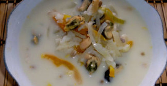 Сливочный суп из мидий с белым вином