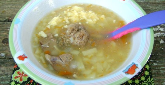 Детский печеночный суп с домашней лапшой