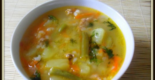 Суп с рисом и стручковой фасолью