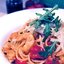 Спагетти с анчоусами, креветками и морским языком
