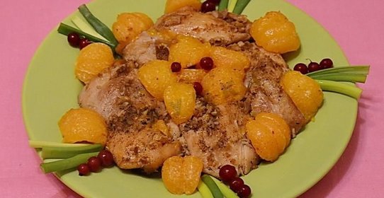 Курица с мандаринами в духовке