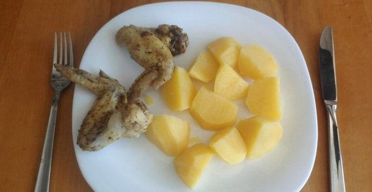 Картофель с куриными крылышками