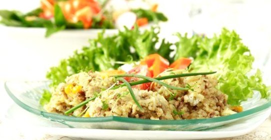 Рагу из перловой крупы с пореем, грибами и зеленью