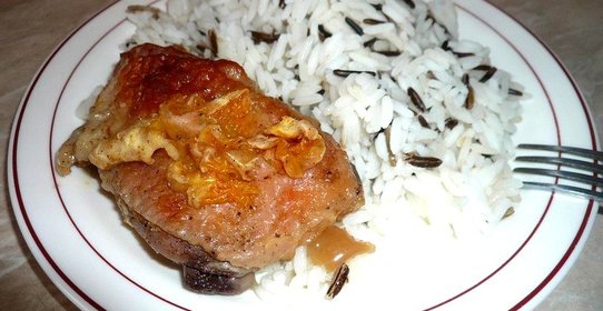 Курица запеченная с мандаринами и медом