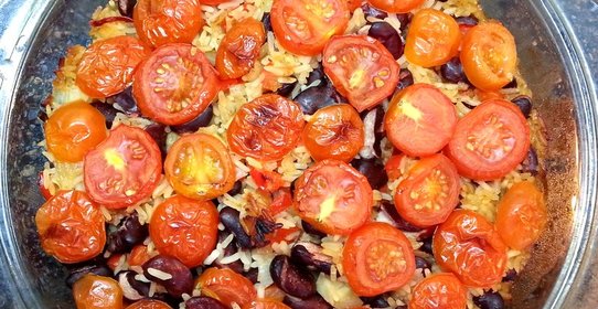 Острый гарнир из фасоли и риса