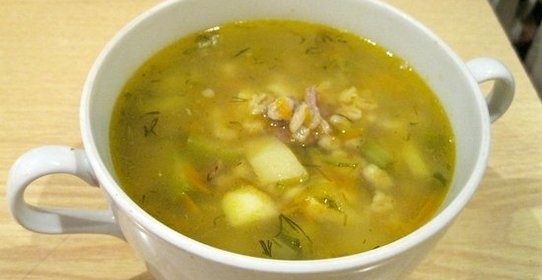 Рассольник с перловкой