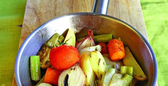 Жареные овощи, с ароматом базилика