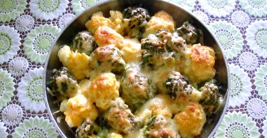 Цветная капуста с брокколи запеченная с сыром