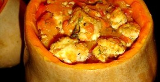 Тыква фаршированная куриным филе