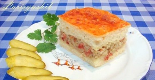 Пирог по-деревенски с крученой картошкой и беконом