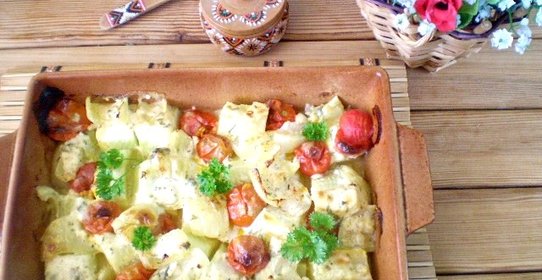 Овощи в духовке под соусом