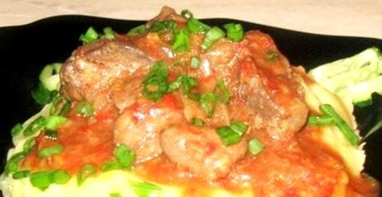 Куриная печень в вине