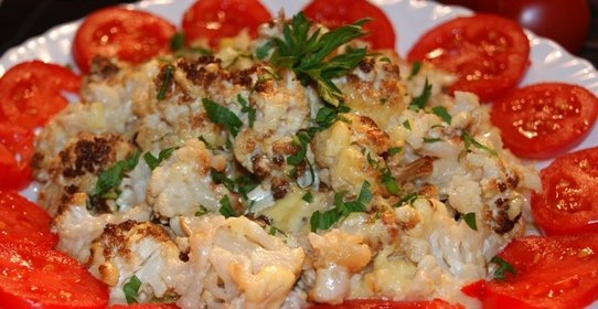 Запеченая цветная капуста с сыром и сливками