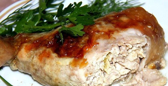 Фаршированные куриные окорочка без кости