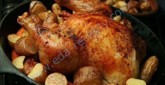 Курица с айвой целиком