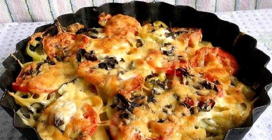 Запеченные овощи с фаршем