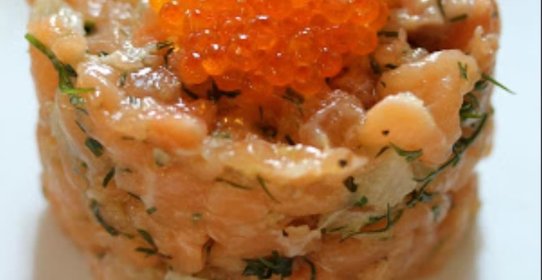 Новогодний салат-тартар из семги с грейпфрутом (рецепт на 4 персоны)