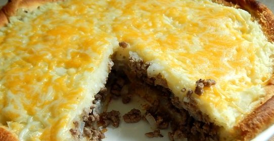 Заливной пирог с мясом и картошкой