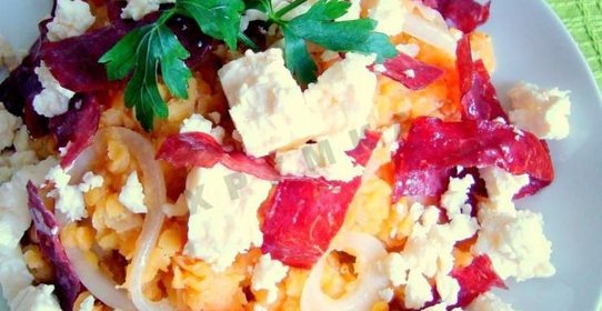 Салат из чечевицы с луком