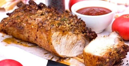 Запечённая свинина с горчичной корочкой