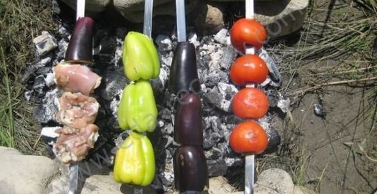 Овощной шашлык Баклажаны с перцем