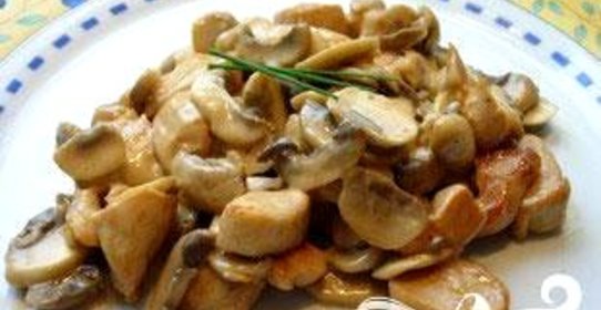 Куриные грудки с грибами