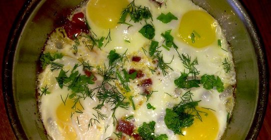 Яичница с салями