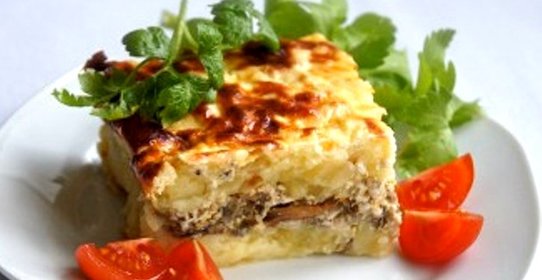 Запеканка с курицей и грибами