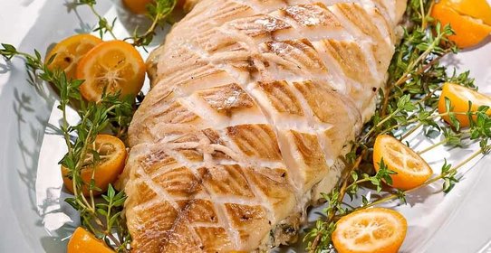 Филе щуки с грибами и сыром