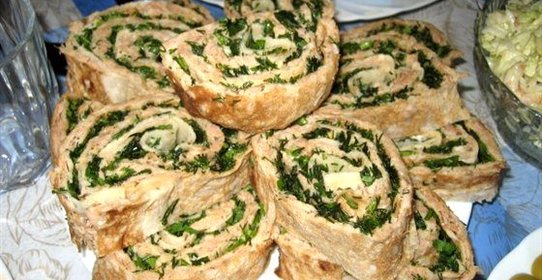 Рулет из лаваша с грибами