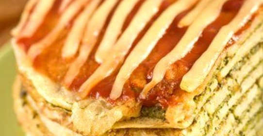 Блинный пирог с травами и грибной начинкой