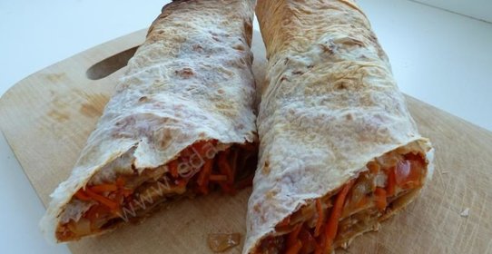 Рулет из лаваша с капустой постный