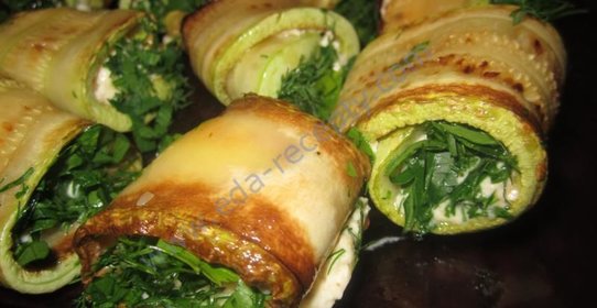 Рулетики из кабачков с сыром и чесноком