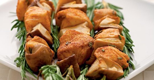 Шашлычки из белых грибов и курицы