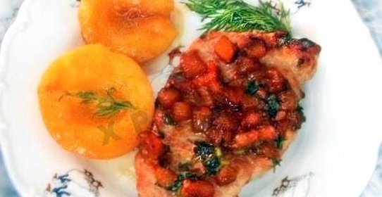 Свинина в карамели и в персиках