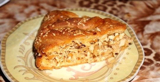 Пирог с мясом на бисквитном тесте