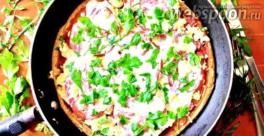 Пицца на кефире на сковороде
