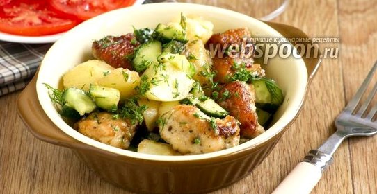 Тёплый салат из молодого картофеля