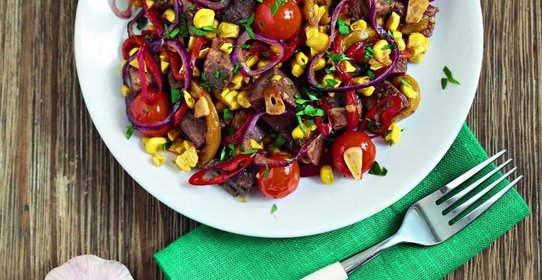 Язык по-шотландски с запеченными овощами