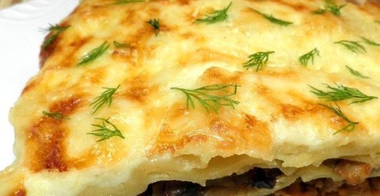 Лазанья из слоеного теста