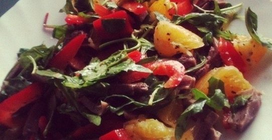 Салат с апельсинами и телячьим языком