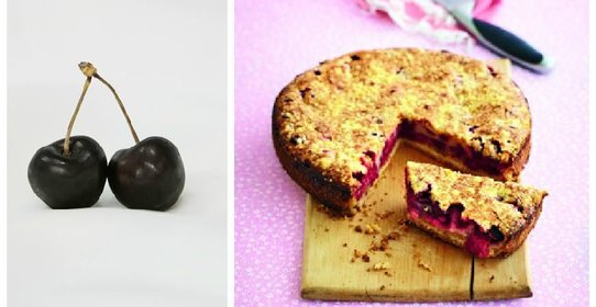 Пирог из черешни со сметаной