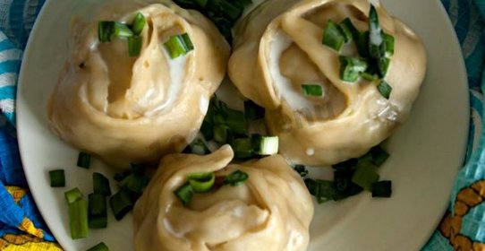 Манты с рыбой и рисом