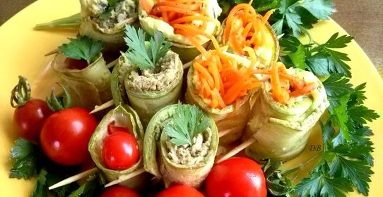 Рулетики из кабачков с разными начинками