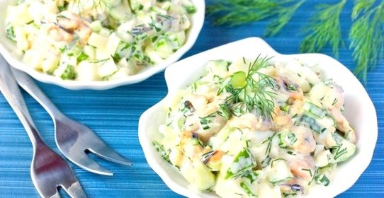 Салат с мидиями и огурцом