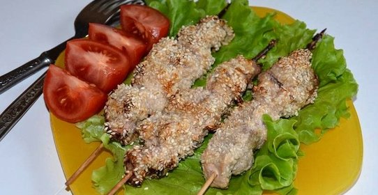 Шашлык из свинины с кунжутом в аэрогриле