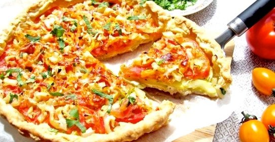 Овощной пирог на слоёном тесте