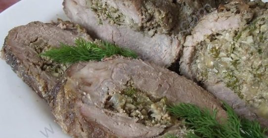 Фаршированный мясной рулет с шампиньонами